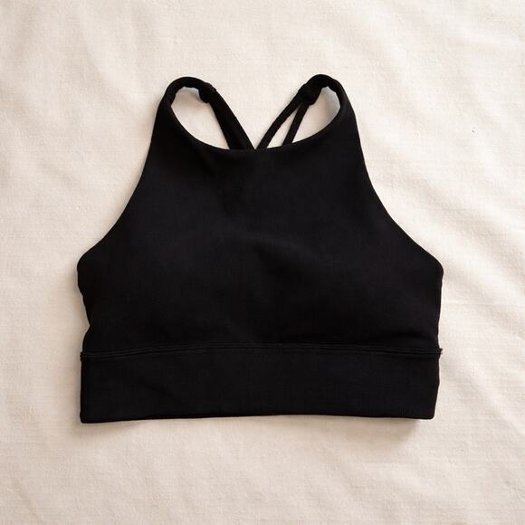 Lululemon Other - Lululemon Black Ribbed Sports Bra Criss Cross Back Medium Support Size S